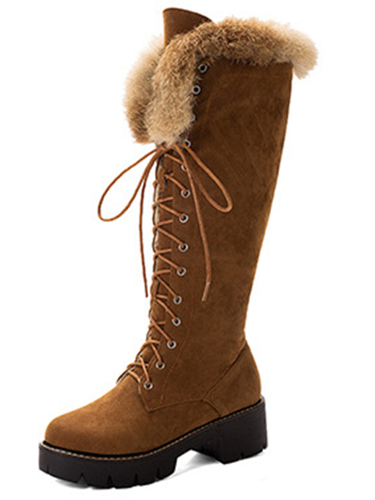 Retro Furry Chunky Heel Snow Boots — vintage elegance for the modern woman