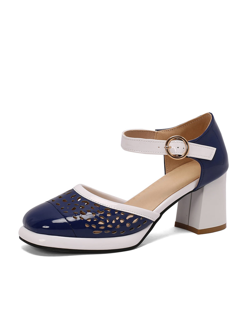 Retro Hollow Chunky High Heels Shoes, vintage shoes, retro heels - perfect for women who love vintage and retro fashion