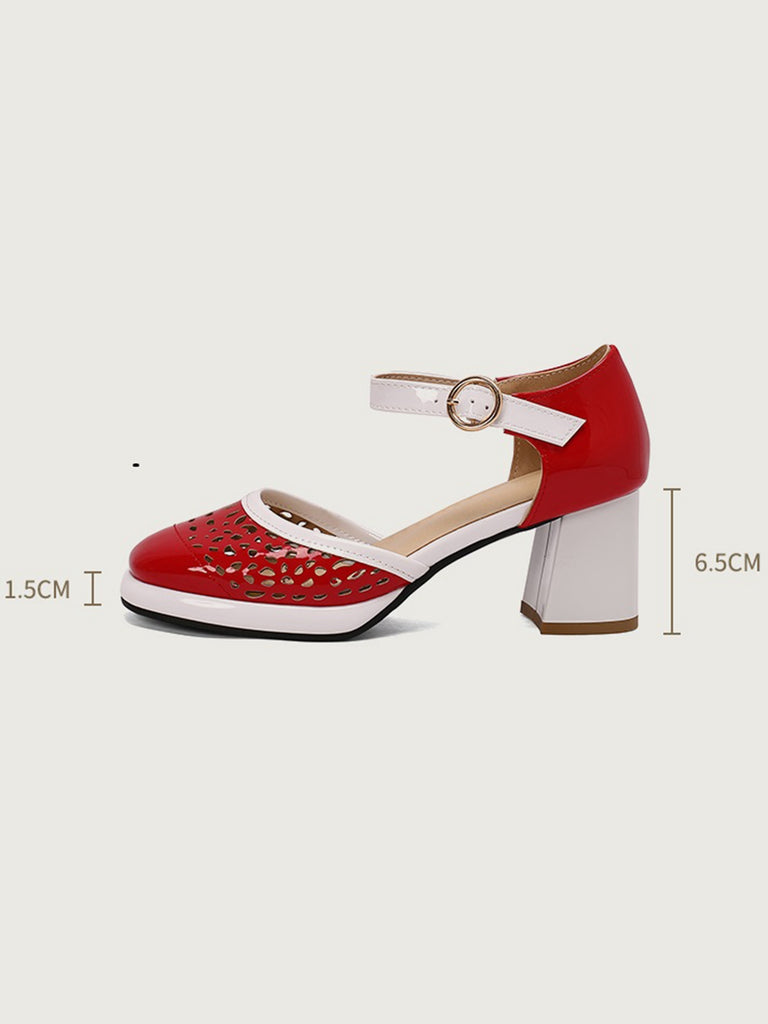 This Retro Hollow Chunky High Heels Shoes whispers 1950s secrets to those who notice
