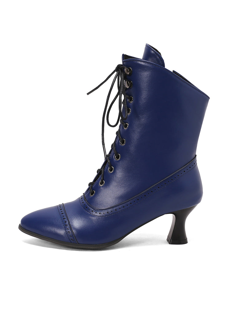 Retro Leather High Heel Boots, vintage fashion, retro style, classic design, women, elegant