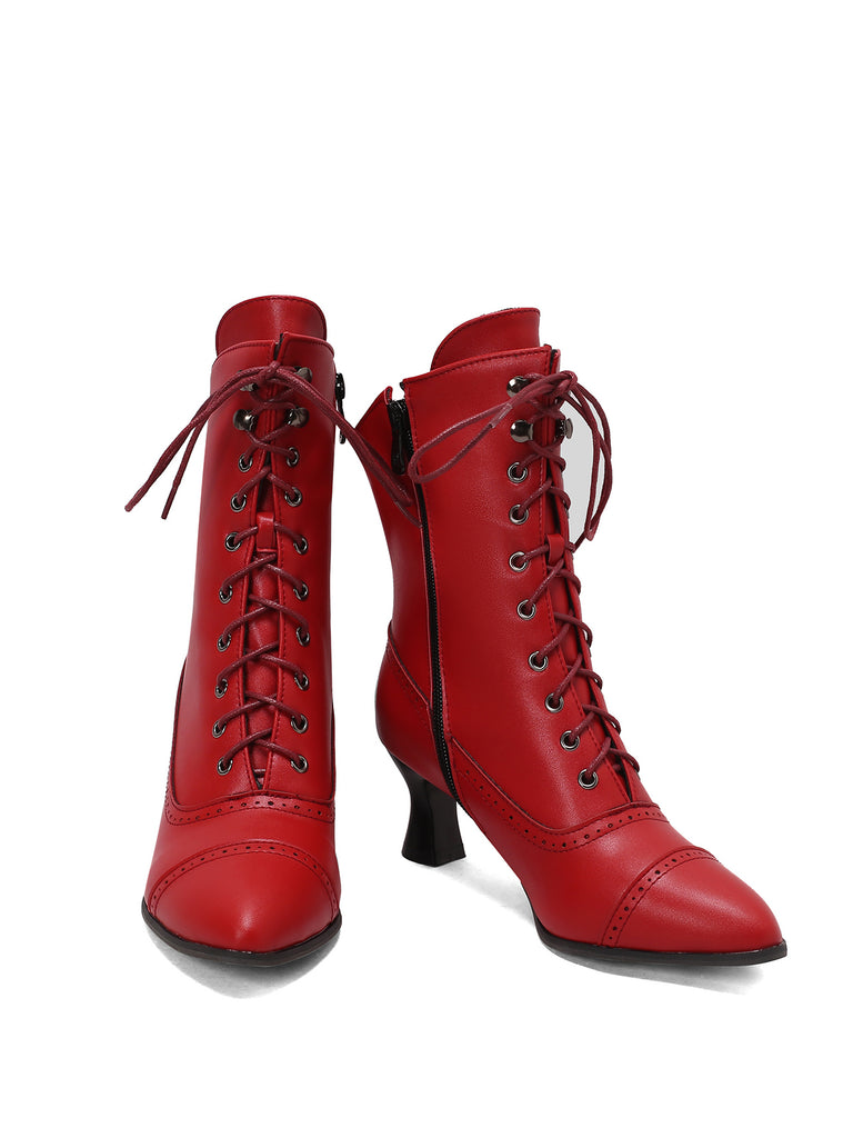 Retro Leather High Heel Boots, vintage fashion, retro style, classic design, women, elegant