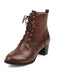 Retro Leather Medium Heel Lace-Up Combat Boots: timeless 1950s elegance she makes her own