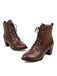 This Retro Leather Medium Heel Lace-Up Combat Boots whispers 1950s secrets to those who notice