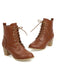 Retro Leather Medium Heel Lace-Up Combat Boots — 1950s style that transcends decades