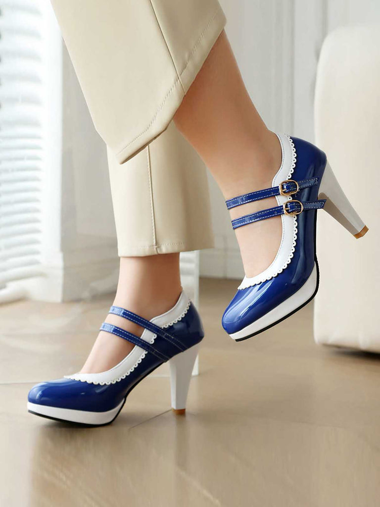 Retro Mary Jane Chunky High Heels Shoes — 1950s vintage charm for her modern wardrobe