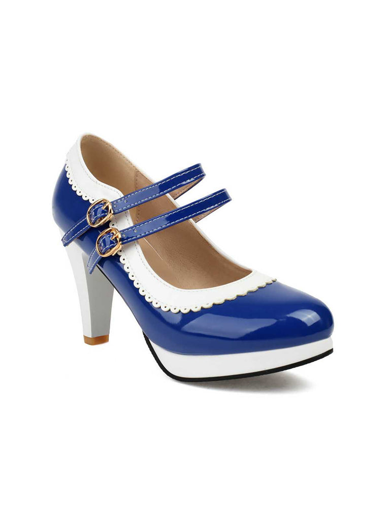 She finds her 1950s story in this Retro Mary Jane Chunky High Heels Shoes