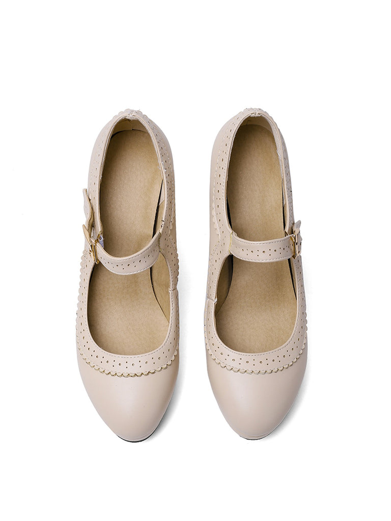 Retro Mary Jane Leather Chuny Heels, vintage shoes, retro heels - perfect for women who love vintage and retro fashion