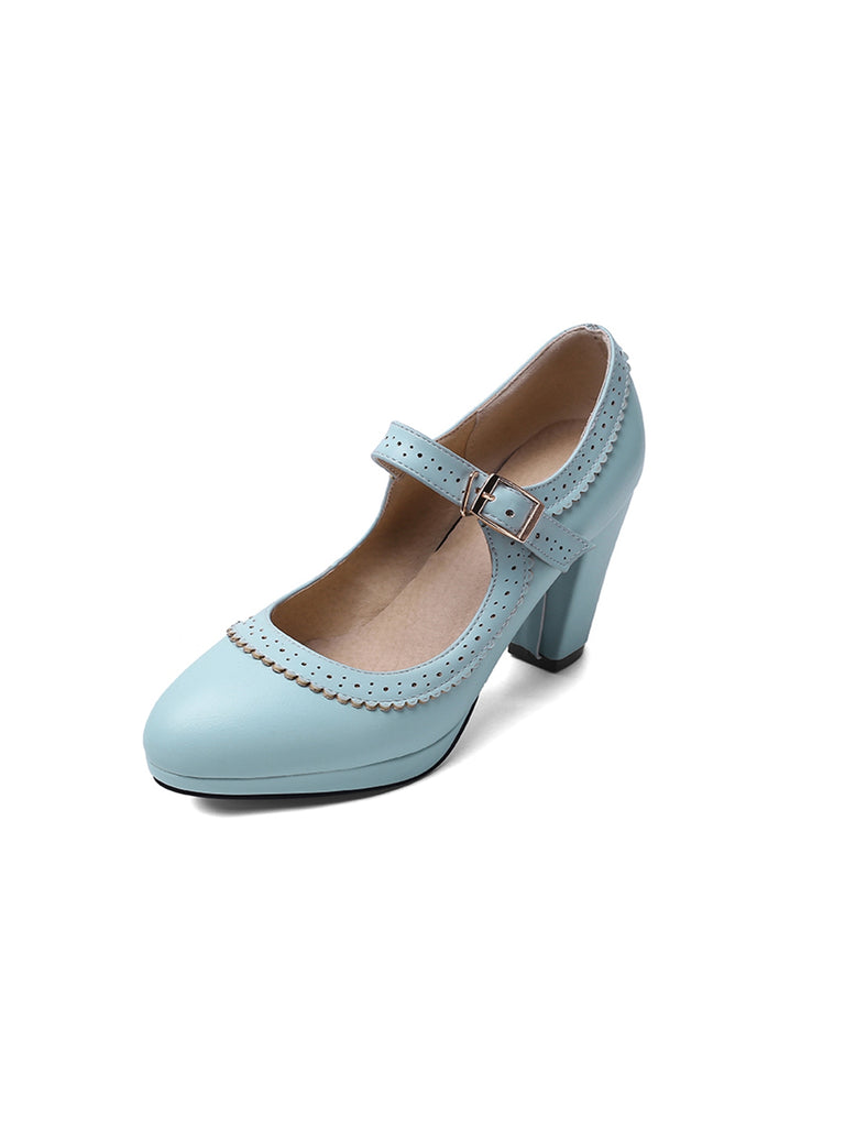 Retro Mary Jane Leather Chuny Heels, vintage shoes, retro heels - perfect for women who love vintage and retro fashion