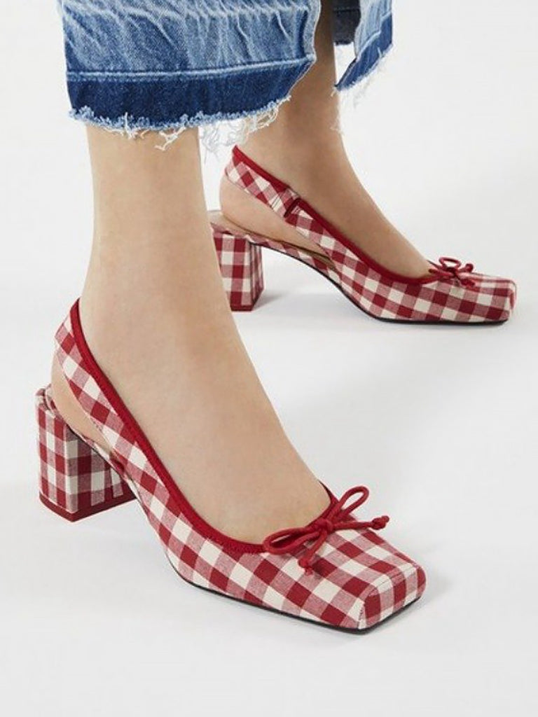 Retro Mary Jane Plaid Chunky Heel Shoes — 1950s vintage charm for her modern wardrobe