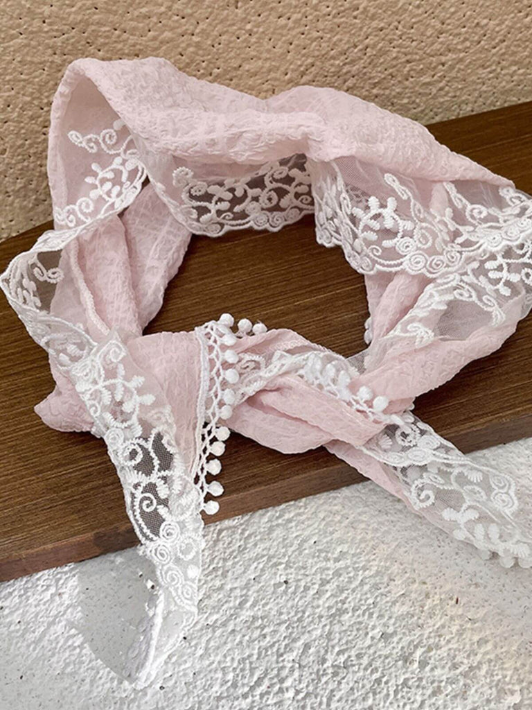 Retro Pink Triangle Lace Hair Tie - vintage fashion, retro style