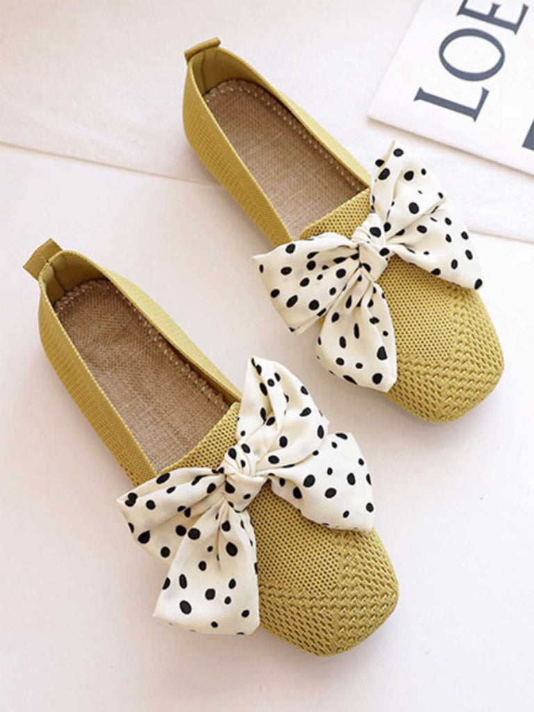 Retro Polka Dot Bow Soft Sole Shoes — 1950s vintage charm for her modern wardrobe
