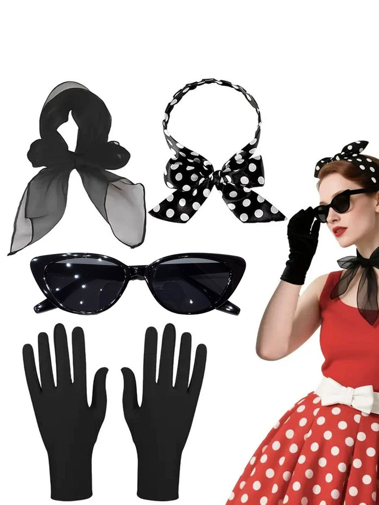 Black Retro Polka Dot Ladybug Cosplay Accessories Set