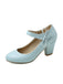 Retro Round Toe Solid Bowknot Chunky Heels - vintage shoes, retro heels