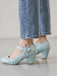 Retro Round Toe Solid Bowknot Chunky Heels - vintage shoes, retro heels
