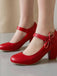 Retro Round Toe Solid Bowknot Chunky Heels - vintage shoes, retro heels