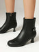 Retro Solid Faux Leather Side Zipper Ankle Boots - vintage fashion, retro style
