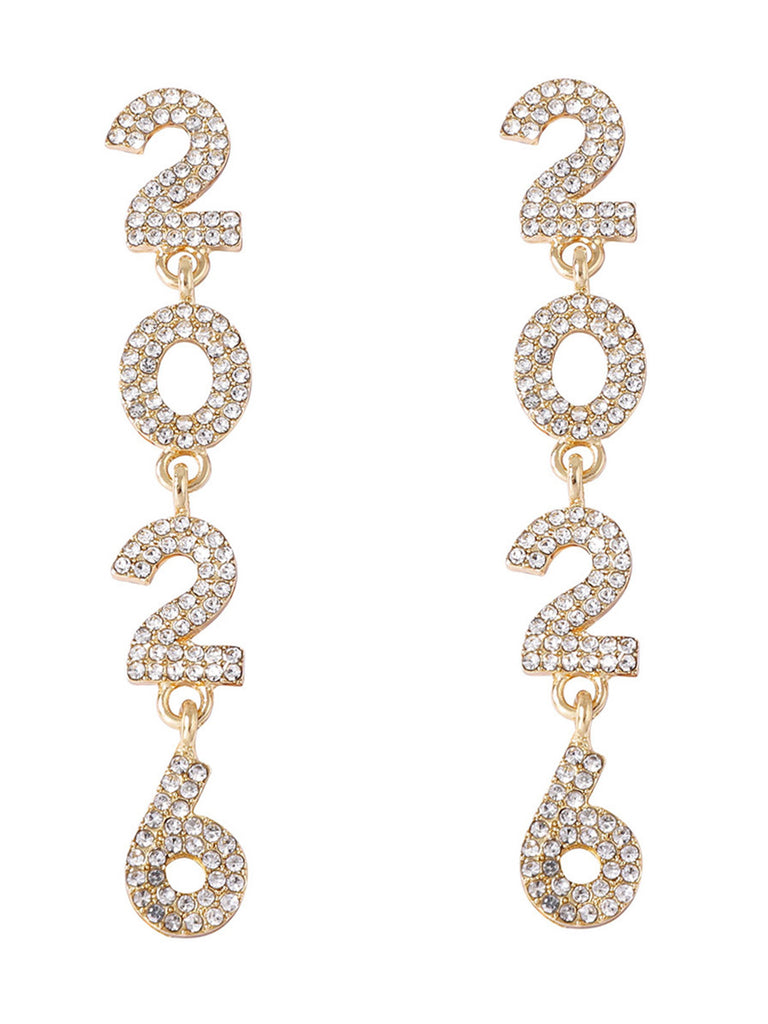 Rhinestone 2026 Colorful New Year's Drop Dangle Earrings - vintage fashion, retro style