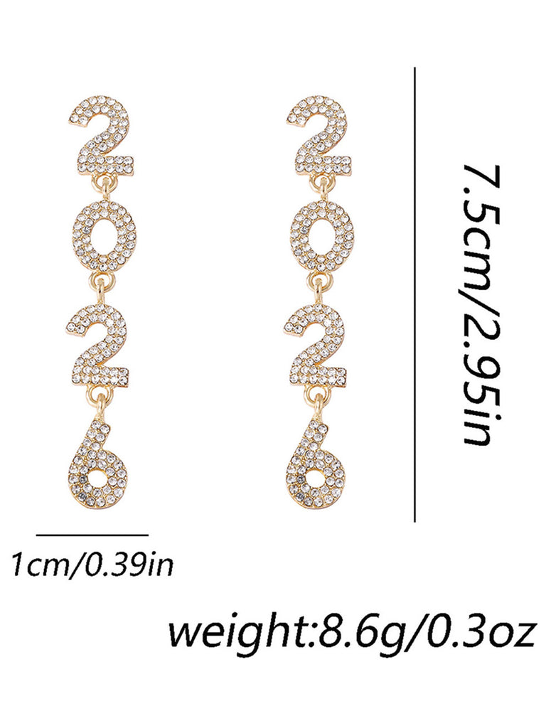 Rhinestone 2026 Colorful New Year's Drop Dangle Earrings - vintage fashion, retro style
