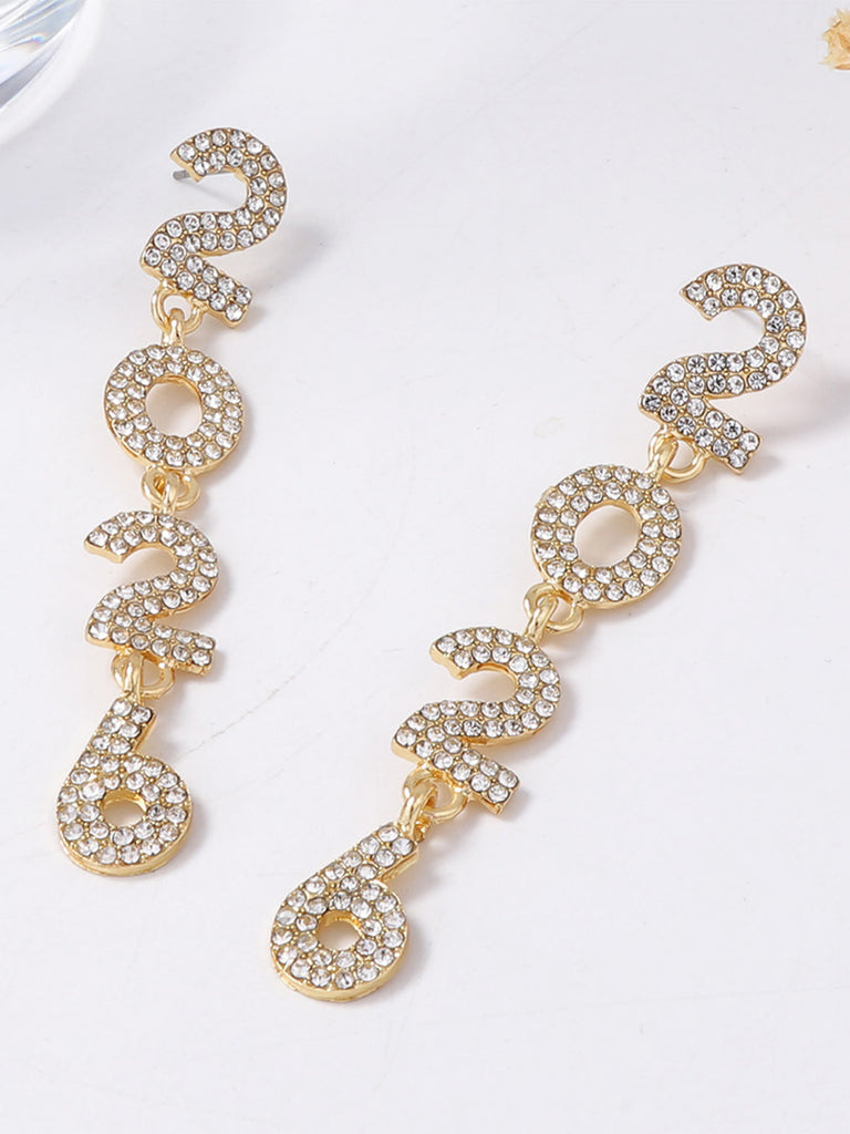 Rhinestone 2026 Colorful New Year's Drop Dangle Earrings - vintage fashion, retro style