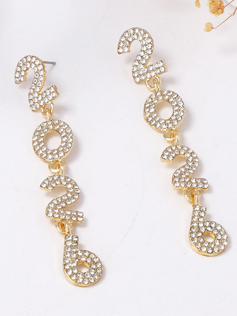 Rhinestone 2026 Colorful New Year's Drop Dangle Earrings - vintage fashion, retro style