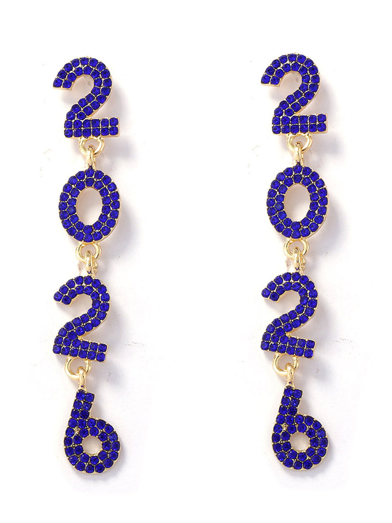 Rhinestone 2026 Colorful New Year's Drop Dangle Earrings - vintage fashion, retro style