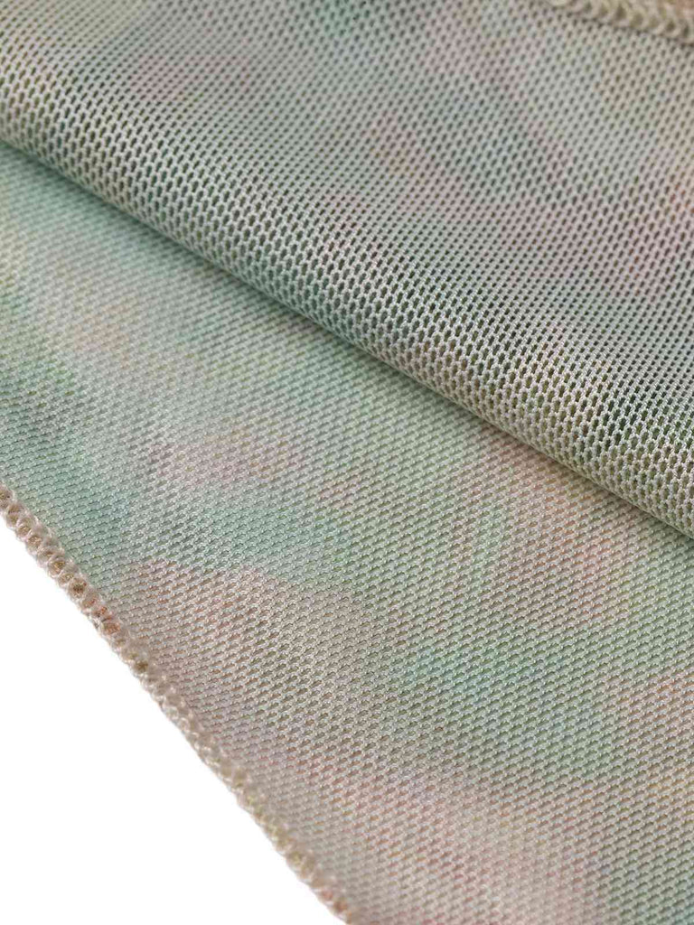 1930s Rose Print Fishbone Ruched Slit Dress