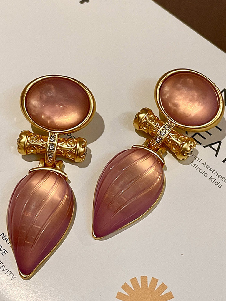 Rose Gold Vintage Water Drop Stripe Earrings — the 1950s finishing touch that makes her outfit sing