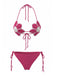 Rose Red 1980s Colorblock Floral Suspender Bikini, vintage swimsuit, pin-up swimwear - perfect for women who love vintage and retro fashion