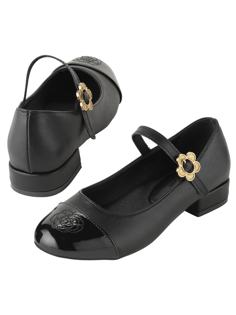 Round Toe Flower Buckled Shoes, vintage shoes, retro heels - perfect for women who love vintage and retro fashion