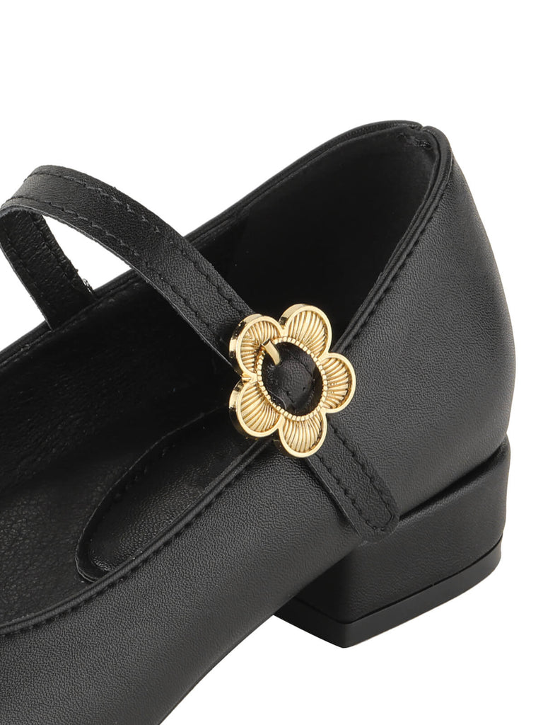 Round Toe Flower Buckled Shoes, vintage shoes, retro heels - perfect for women who love vintage and retro fashion