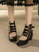 Round Toe Low Chunky Heel Cut-Out Boots - vintage shoes, retro heels