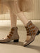 Round Toe Low Chunky Heel Cut-Out Boots - vintage shoes, retro heels