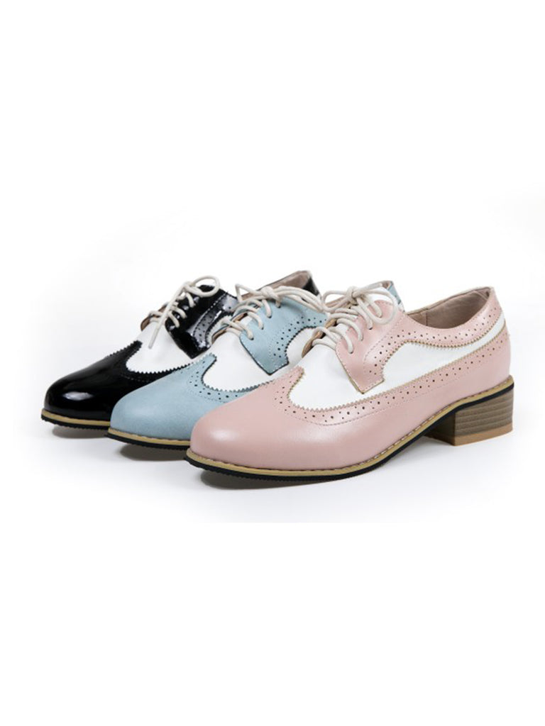 Round Toe Paneled Brogue PU Leather Shoes: timeless style reimagined