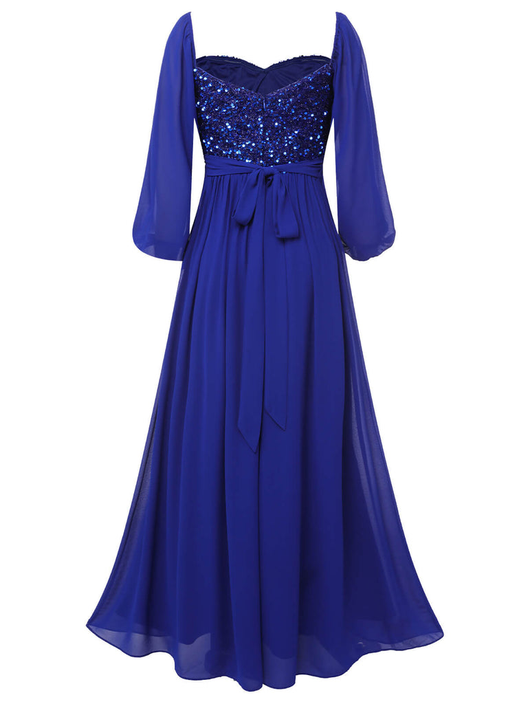 This Royal Blue 1920s Sequined Sweetheart Neck Maxi Dress wraps her in 1920s elegance, one twirl at a time