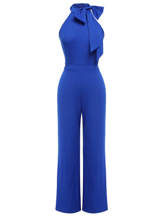 Royal Blue 1930s Tie Neck Jumpsuit, vintage romper, retro jumpsuit - perfect for women who love vintage and retro fashion