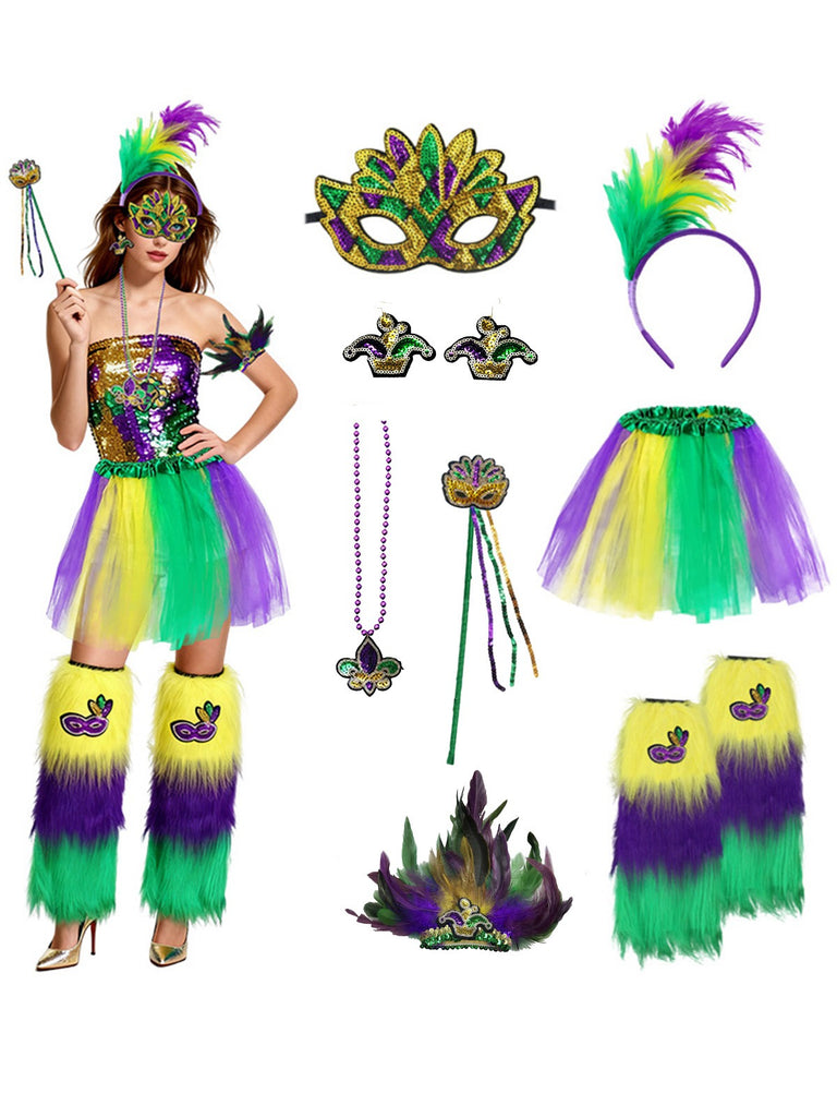 8PCS Multicolor Carnival Party Accessories Set