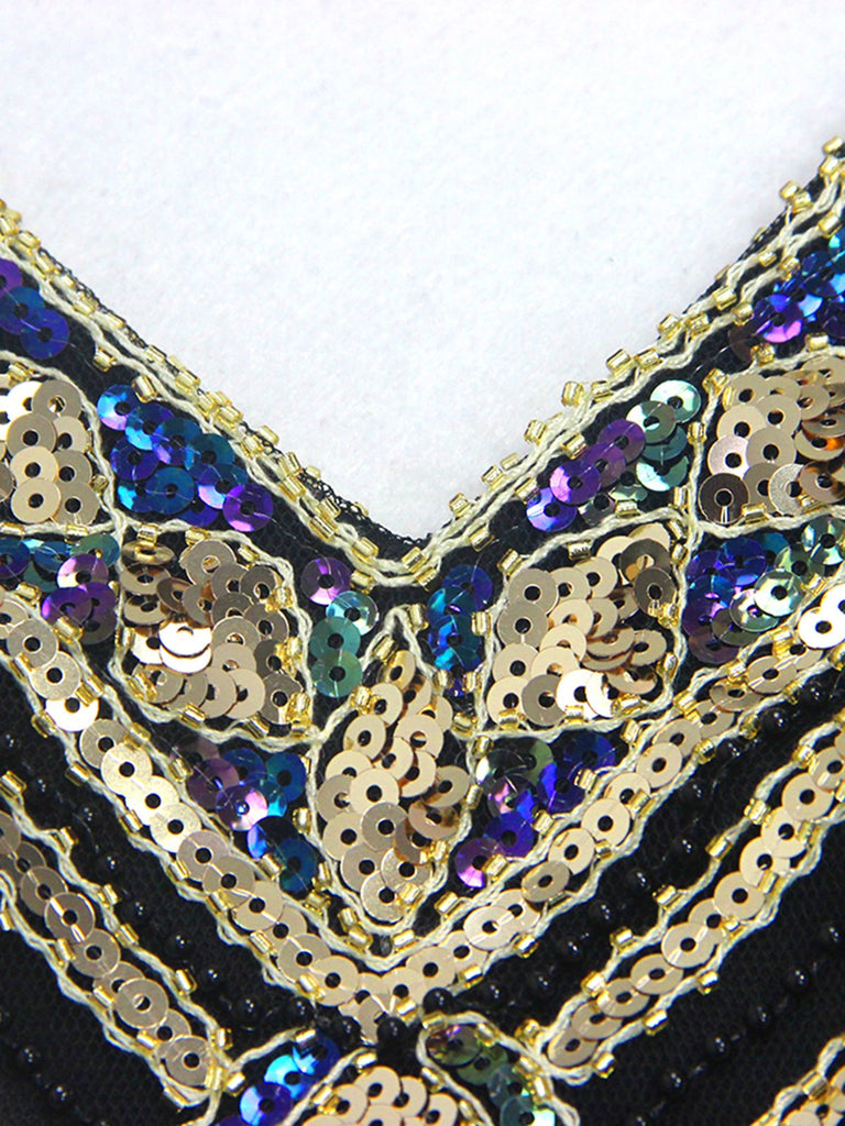 [US Warehouse] Wine Red 1920s Sequin Flapper Maxi Dress