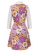 Orange 1960s Lapel Flowers Patchwork Dress