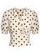 Beige 1940s Dots Bowknot V-Neck Blouse