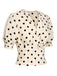 Beige 1940s Dots Bowknot V-Neck Blouse