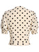 Beige 1940s Dots Bowknot V-Neck Blouse