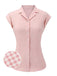 Pink 1950s Gingham Plaid Lapel Shirt