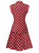 [Pre-Sale] 2PCS 1960s Dark Pink Polka Dot Tops & Skirt