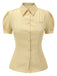 2PCS 1940s Lapel Blouse & Buttons Overall Shorts