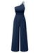 1940s Solid One-Shoulder Suspender Loose Wide-Leg Jumpsuit