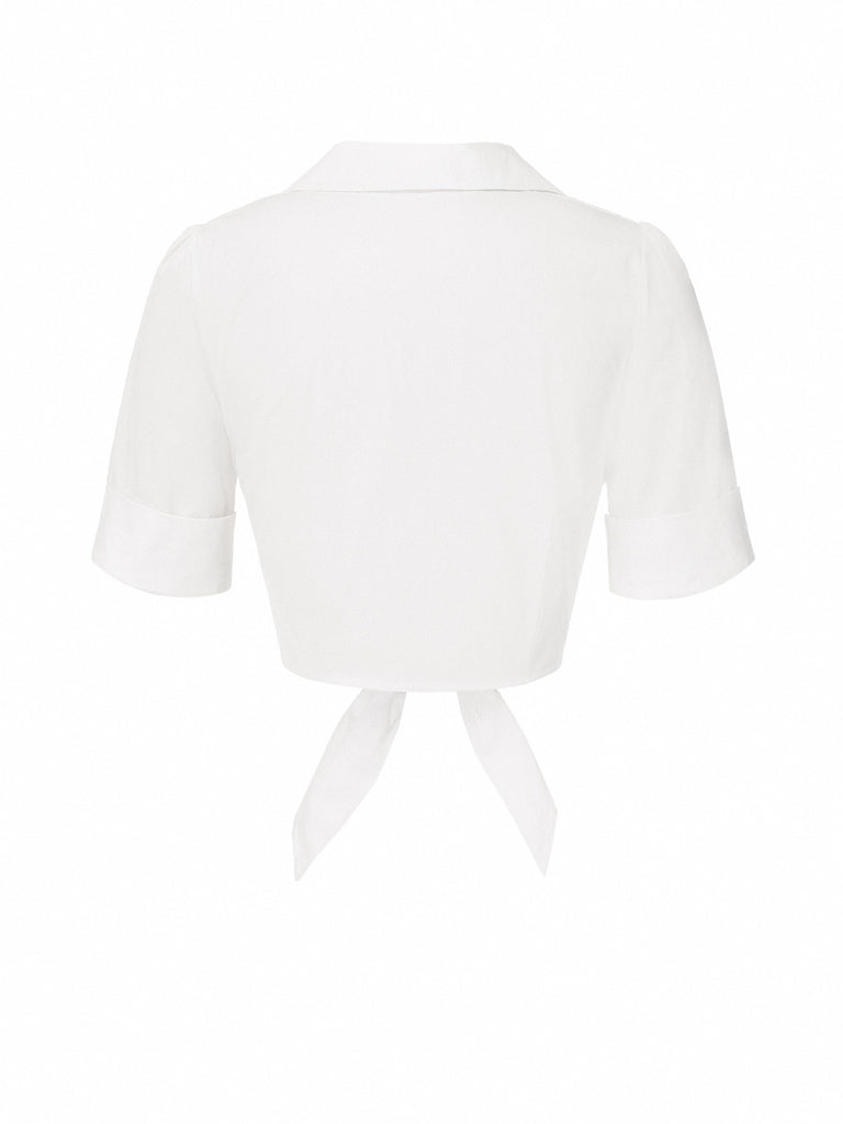 White 1960s Button Pure Cotton Blouse
