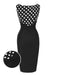 [Pre-Sale] Black 1960s Polka Dots Patchwork Pencil Dress