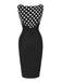 [Pre-Sale] Black 1960s Polka Dots Patchwork Pencil Dress