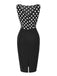 [Pre-Sale] Black 1960s Polka Dots Patchwork Pencil Dress