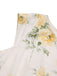 Yellow 1950s Boat Neck Antique Floral Dress